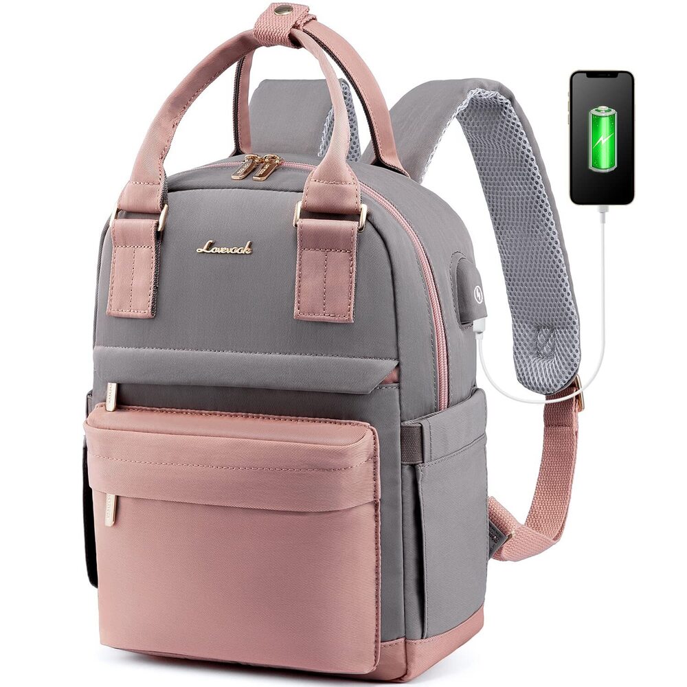 Waterproof Mini Backpack Women USB Port College Travel Purse